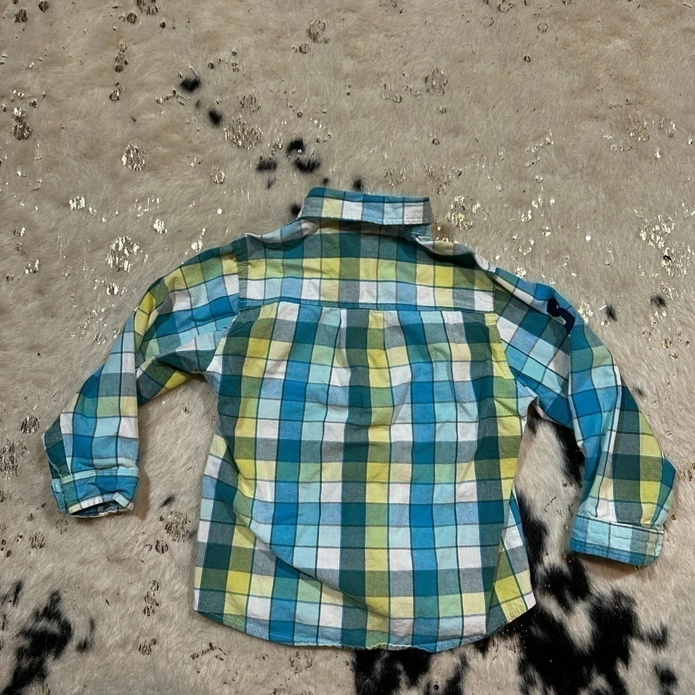 Ralph Lauren Boys Blue Plaid Long Sleeve Button Down Shirt Size 9
